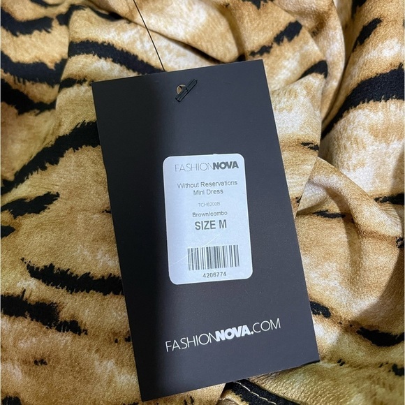 Fashion Nova Without Reservations Mini Dress in Brown Combo Sz. Medium NWT - Picture 10 of 13